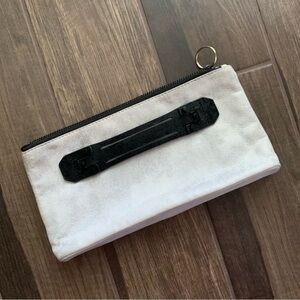 SHE + LO Next Chapter Distressed Silver Gray Leather Clutch Bag